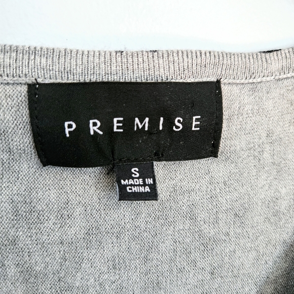 Premise Grey & Leopard Print Dolman Style Half Sleeve V-neck Sweater Top Size S - Picture 5 of 6